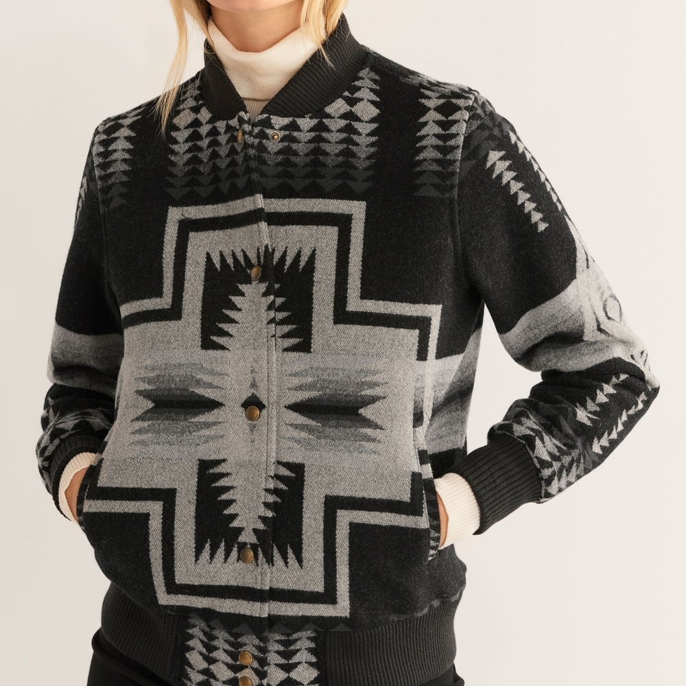 Pendleton Harding Black Wool Bomber Jacket